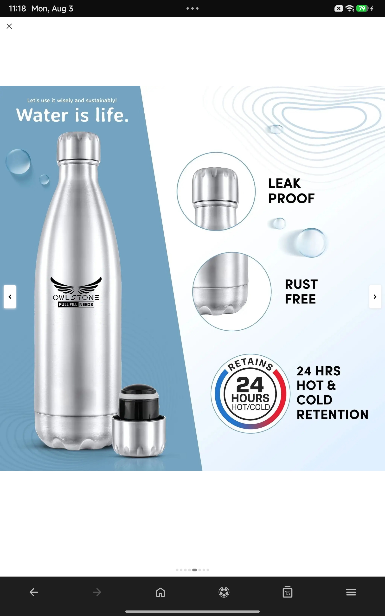 OWLSTONE EXIM LLP Hot & Cold Thermosteel stainless steel 1000 ml - Image 5