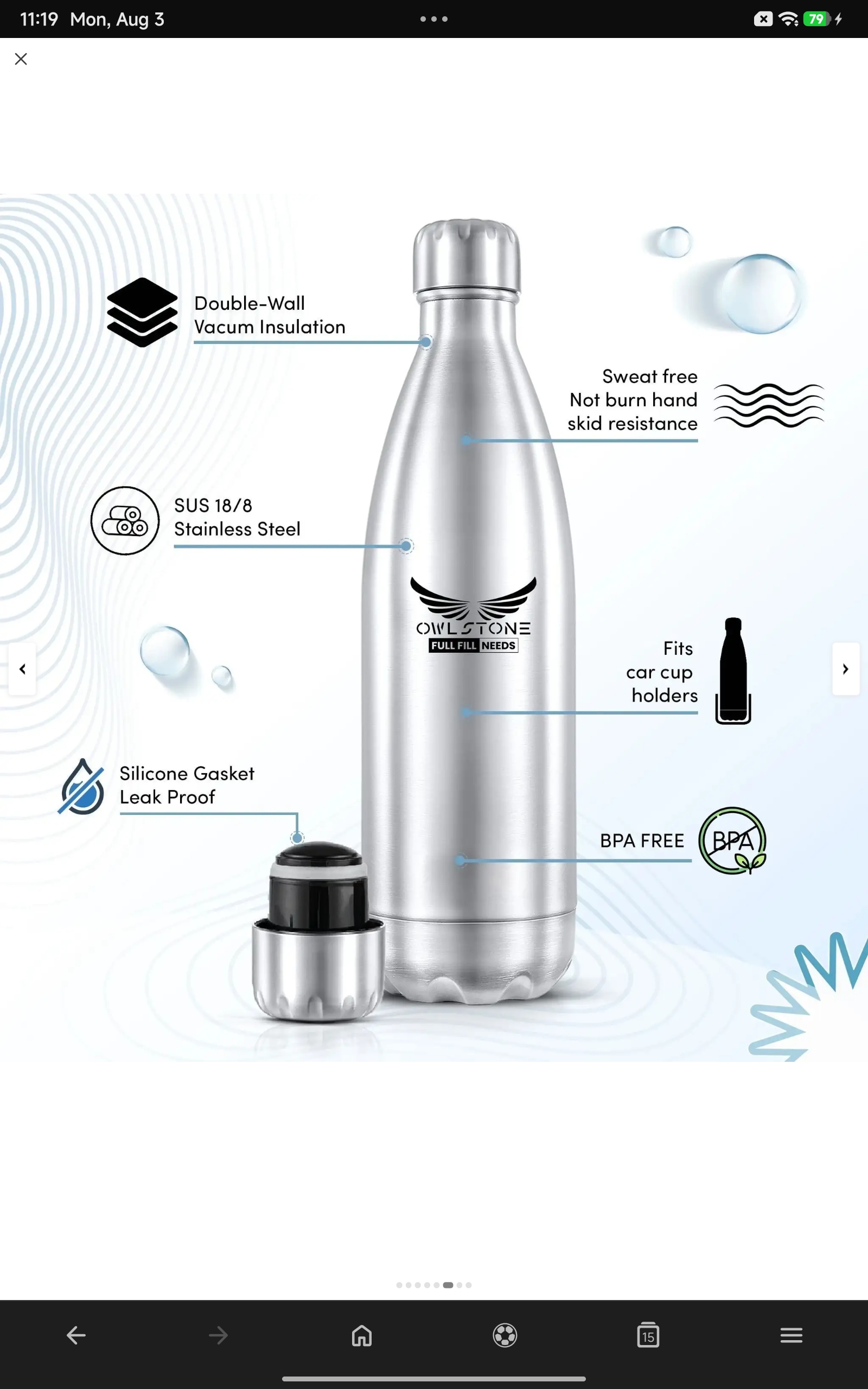 OWLSTONE EXIM LLP Hot & Cold Thermosteel stainless steel 1000 ml - Image 6